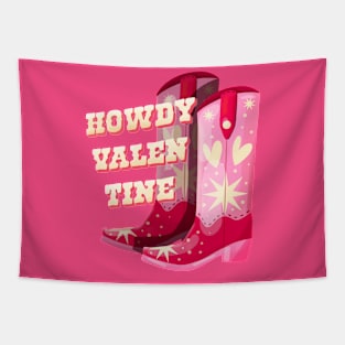 Howdy Valentine Cowboy Boots Tapestry