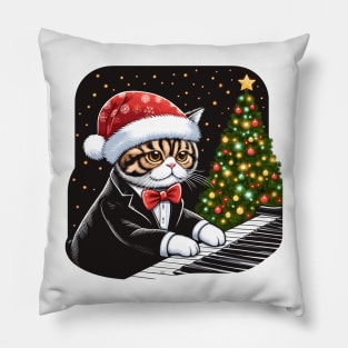 Exotic Shorthair Cat Playing Piano Christmas Pillow