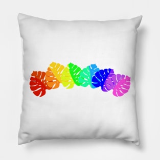 Rainbow Monstera Leaves Pillow