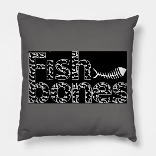 black white fish bones T-shirt Pillow