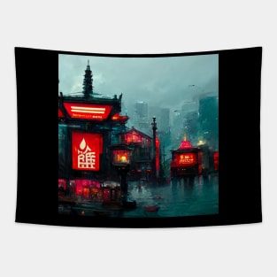 Neoven - Cyberpunk Fantasy Scapes Cityscape Skyline Tapestry