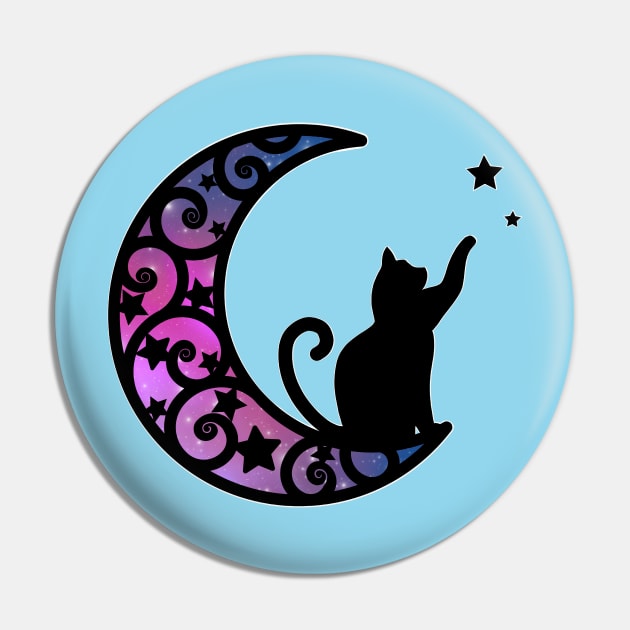 Starlight Moon Kitty Cat Silhouette Pin by LittleBunnySunshine