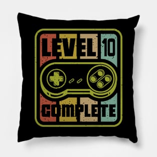 Level 10 Complete Gamer 10th Birthday Gaming Pillow