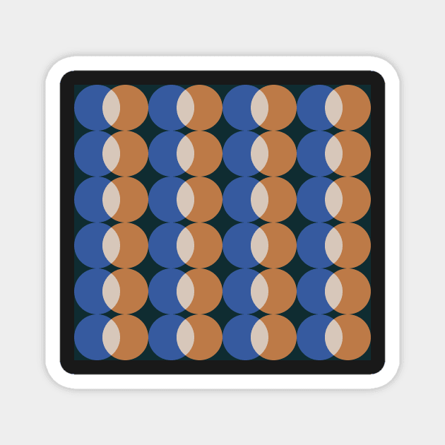 blue and orange retro geometrical pattern Magnet by pauloneill-art