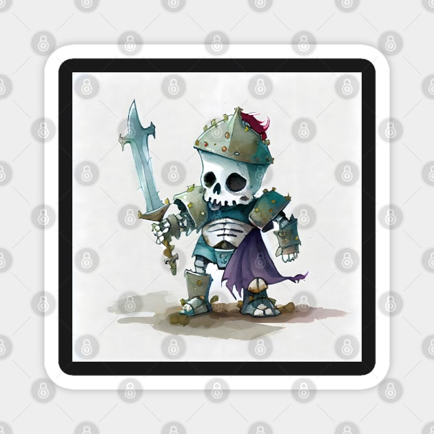 Cute Watercolor Skeletal Knight Magnet by artsyindc