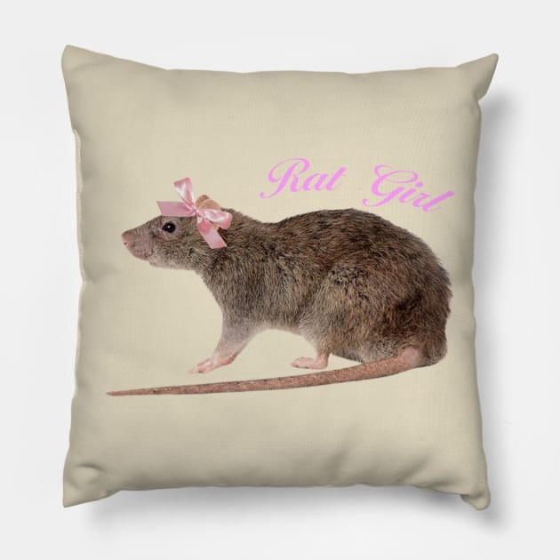 Rat Girl Pink Ribbon Bow Coquette, Y2k Graphi Tee, 90s Tee, Coquette Aesthetic Top, Trendy Pillow by Justin green