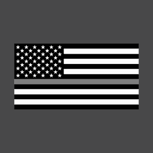 American Flag Thin Silver Line T-Shirt