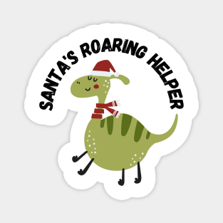 Santa's Roaring Helper. Christmas, Dino Magnet