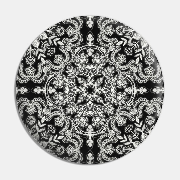 Black & White Folk Art Pattern Pin by micklyn