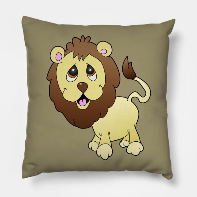 Lion Cartoon Character Pillow by JulietLake