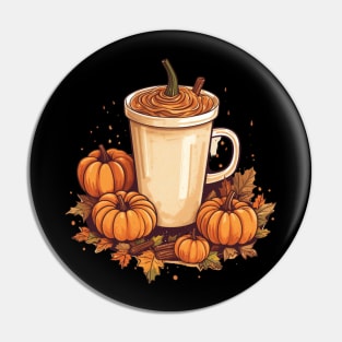 Fall Coffee, Halloween Pumpkin Latte Drink Cup, Autumn Spice Pin