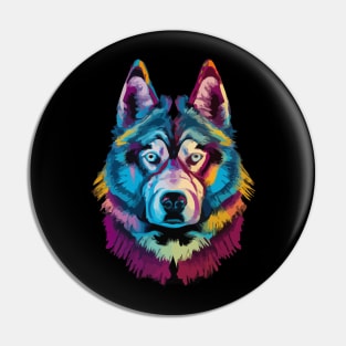 Alaskan Malamute Colorful Artwork Pin