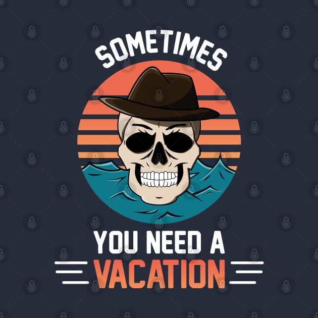 Funny Comedical Vacation skull by Corvons