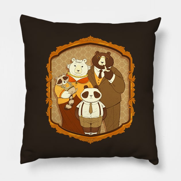 Family Portrait Mama Papa Bear Pillow by Tobe_Fonseca