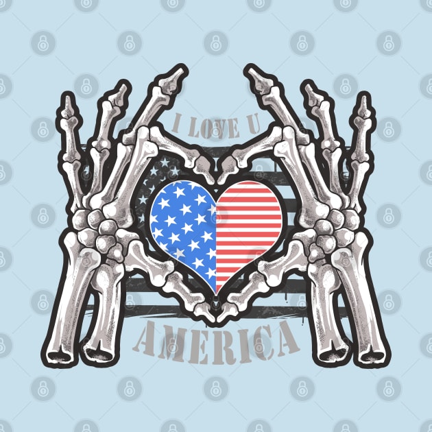 I love you America skeleton by Mako Design 