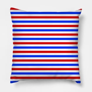 Horizontal Stripes Pattern - Blue, Red & White Pillow