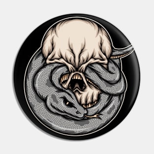 Skull with snake illustration Pin