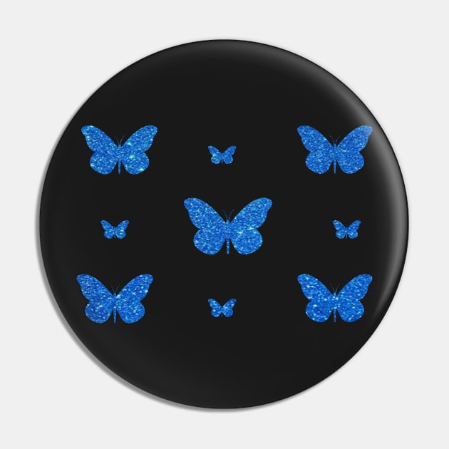 Blue Faux Glitter Butterflies Pin by Felicity-K