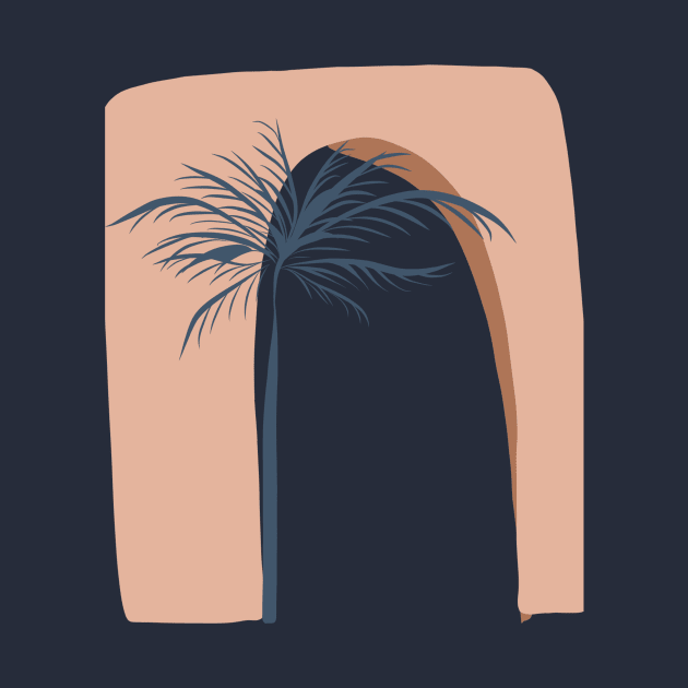 Oriental Arch and Palm Tree earthy minimalist natural art abstract by From Mars