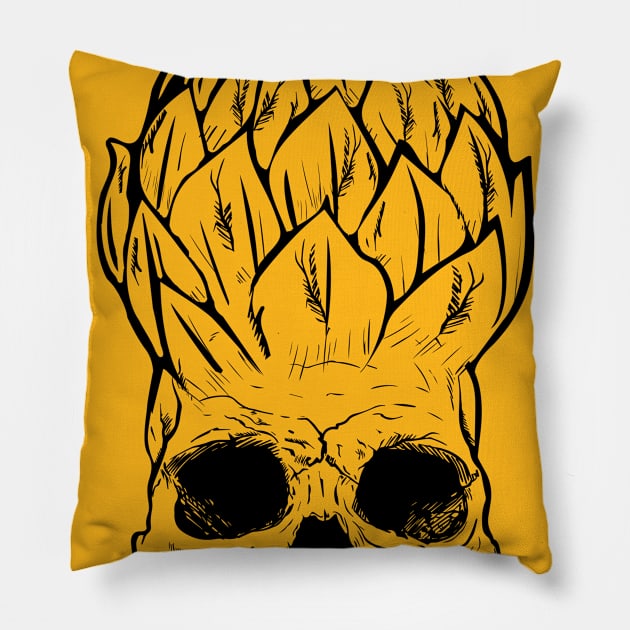 Hophead Skull Pillow by WriteThisOff