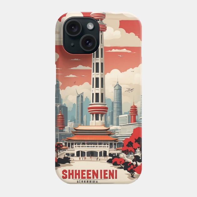 Shenzen China Vintage Poster Tourism Phone Case by TravelersGems