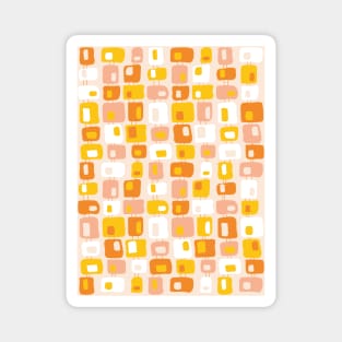 Funky Squares Retro Pattern Pink, Orange, Yellow Magnet