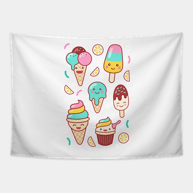 Ice Cream Emoji Mashup #2 Tapestry by lightsonfire