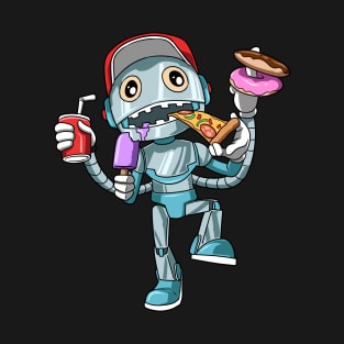 Kids Birthday Funny Robot Unhealthy Food Bday Party T-Shirt