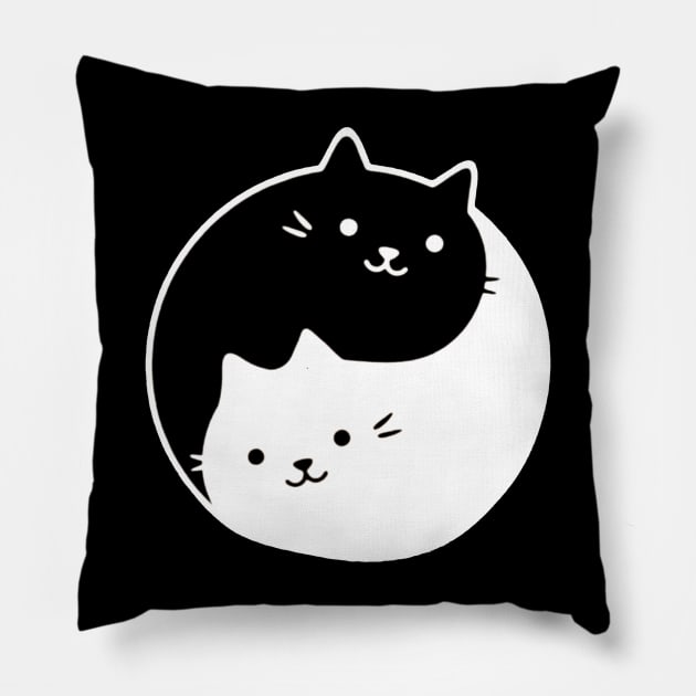 Yin And Yang Cats Pillow by Welcome To Chaos 