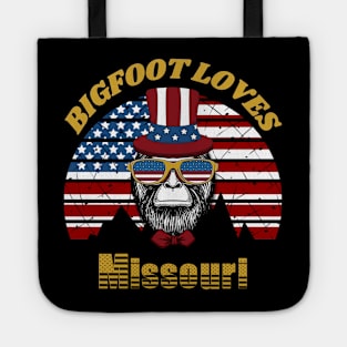 Bigfoot loves America and Missouri Tote