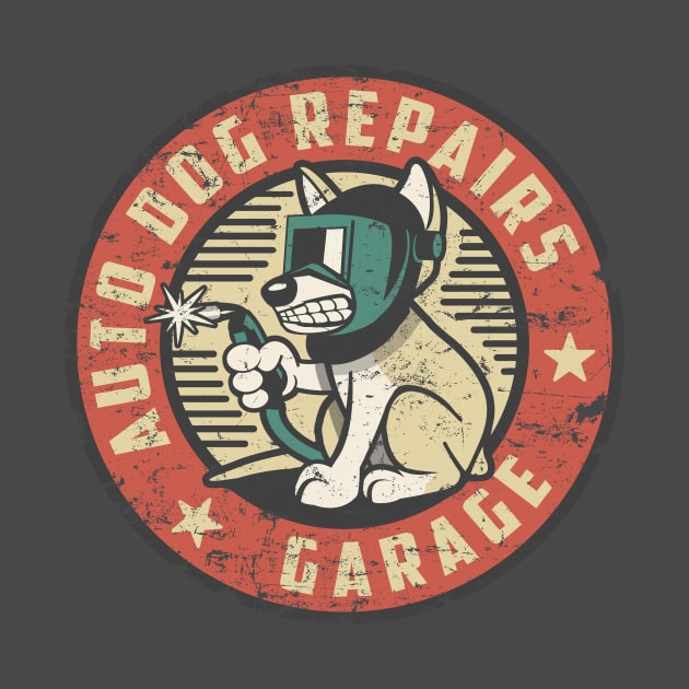 Auto Dog Repairs Retro Vintage Garage by SilverfireDesign