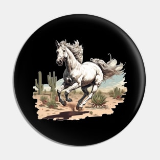 White Stallion in the Desert Pin