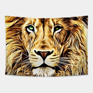 Lion Head Digital Art Tapestry