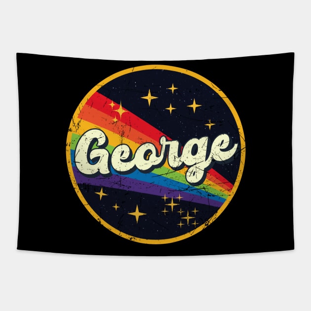 George // Rainbow In Space Vintage Grunge-Style Tapestry by LMW Art