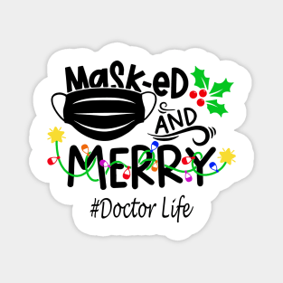 Masked And Merry Doctor Christmas Magnet