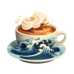 Coffee cup with ocean waves T-Shirt