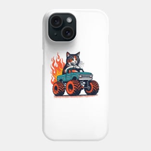 Funny Cat Driving A Monster Truck Phone Case