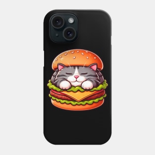 Tabby Cat is Sleeping inside a Hamburger Phone Case