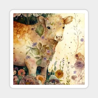 Cow, Watercolor Farm Animals Magnet