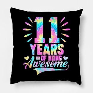 11Th Birthday Gift Idea Tie-Dye 11 Year Of Being Awesome Pillow