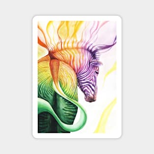 Colorful Zebra Watercolor Magnet