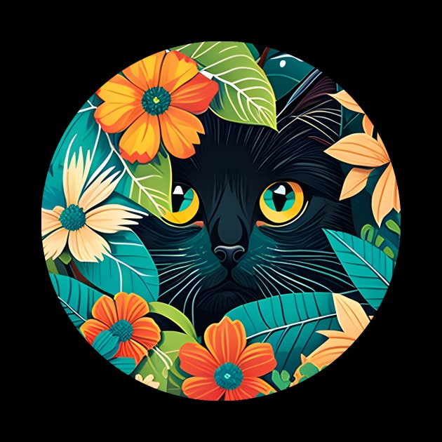 Black Cat Filled With Flowers - Floral Kitty by WilliamHoraceBatezell