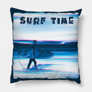 Surf Time - Surfer and Surf Board Pillow