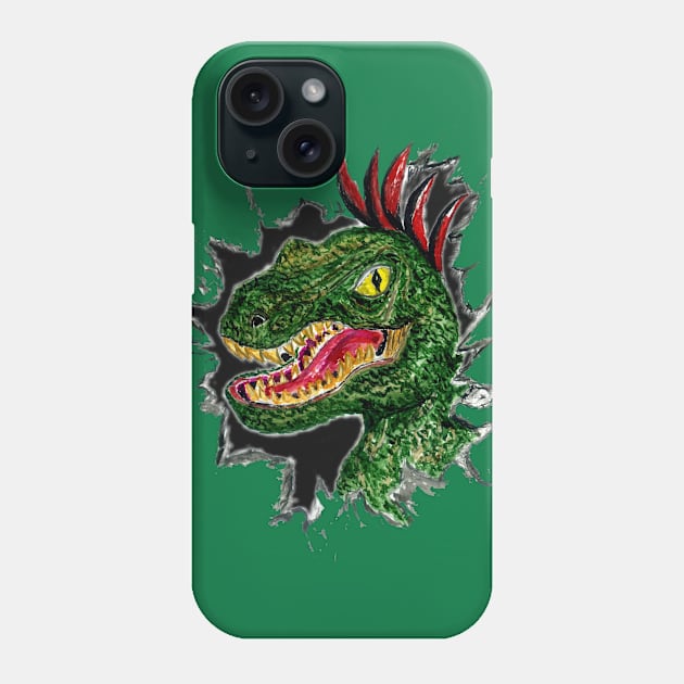 Green velociraptor Phone Case by AnnArtshock