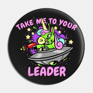 Unicorn Alien Spaceship Space Retro Art Pin