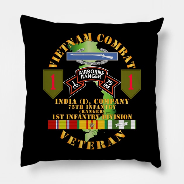 Vietnam Combat Infantry Vet - I Co 75th Inf - Rgr - 1st Inf Div SSI Pillow by twix123844