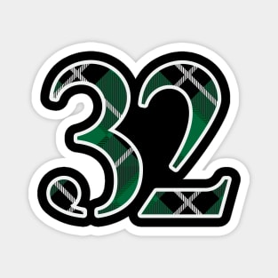 32 Sports Jersey Number Green Black Flannel Magnet