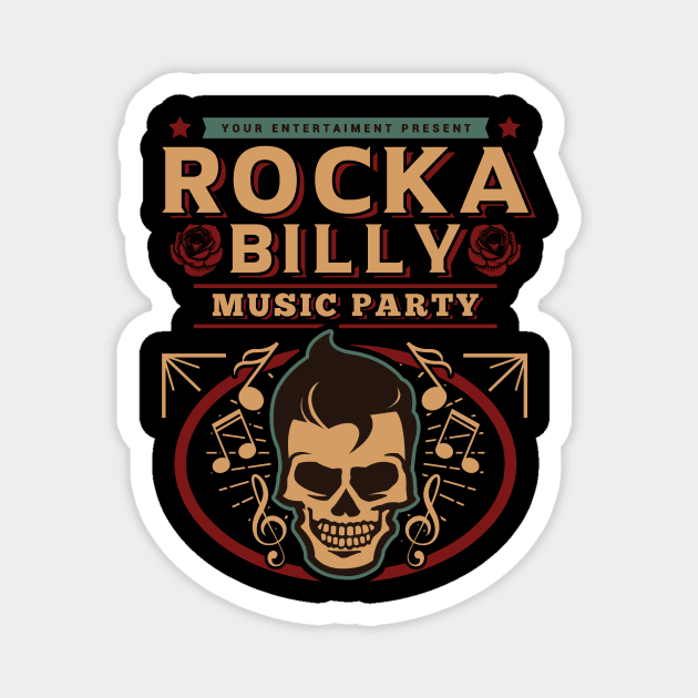 Rockabilly Skull Magnet by Genuine Vintage