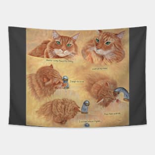 Orange Cat and Water Faucet Tapestry