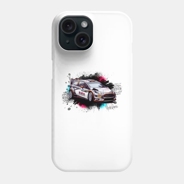 Robert Kubica's Ford Fiesta WRC Phone Case by Mario Ramos Rally Art